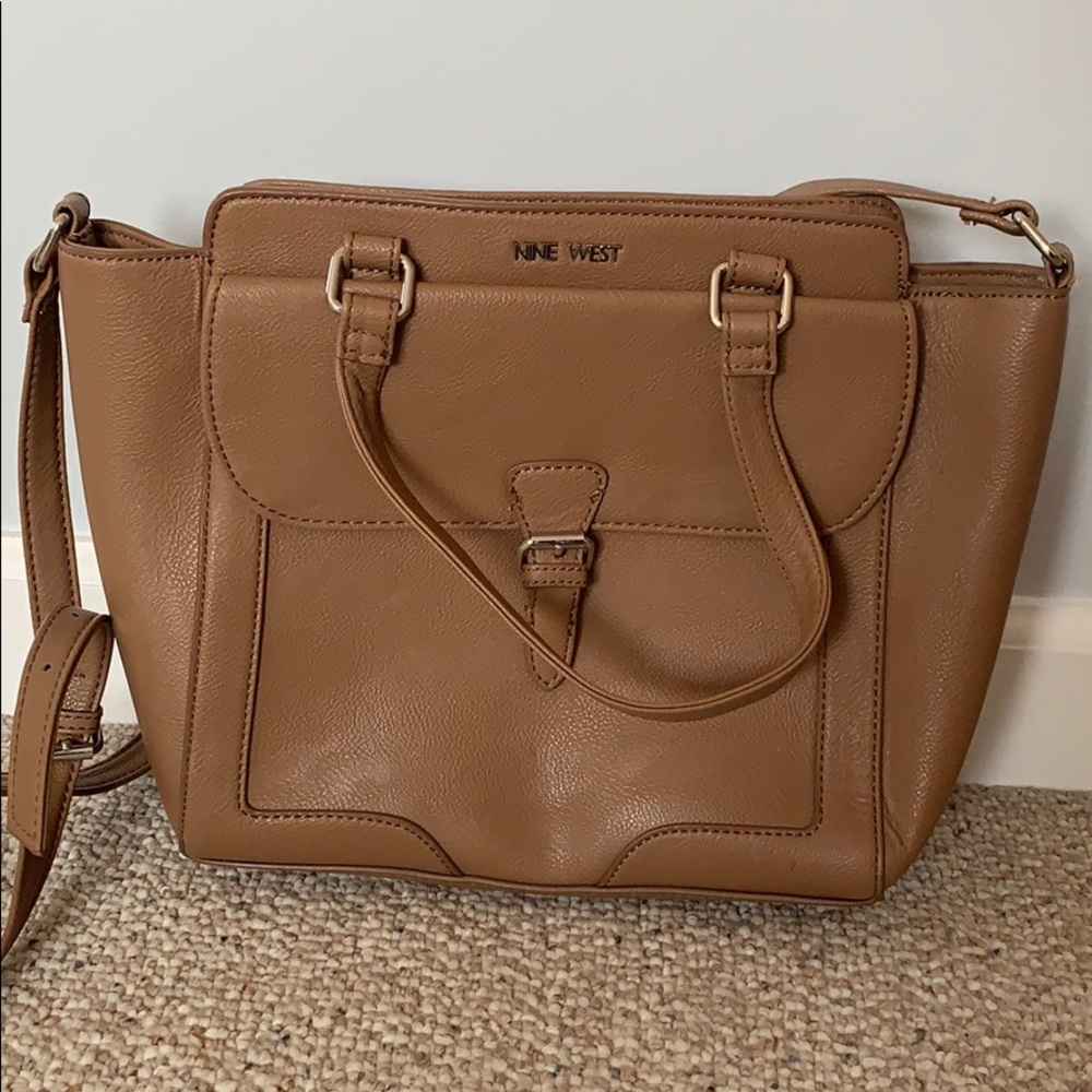 Tan Nine West Purse with long strap/short handles